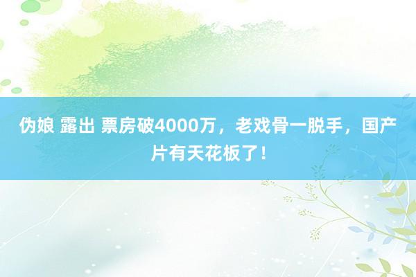 伪娘 露出 票房破4000万，老戏骨一脱手，国产片有天花板了！