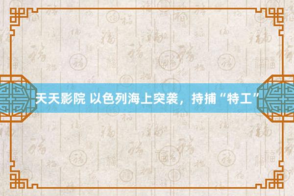 天天影院 以色列海上突袭，持捕“特工”