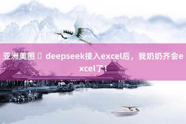 亚洲美图 ​deepseek接入excel后，我奶奶齐会excel了！